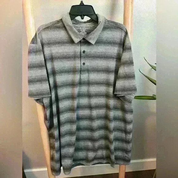 ✨Casual polo XL gray striped performance activate short sleeve - Picture 1 of 3